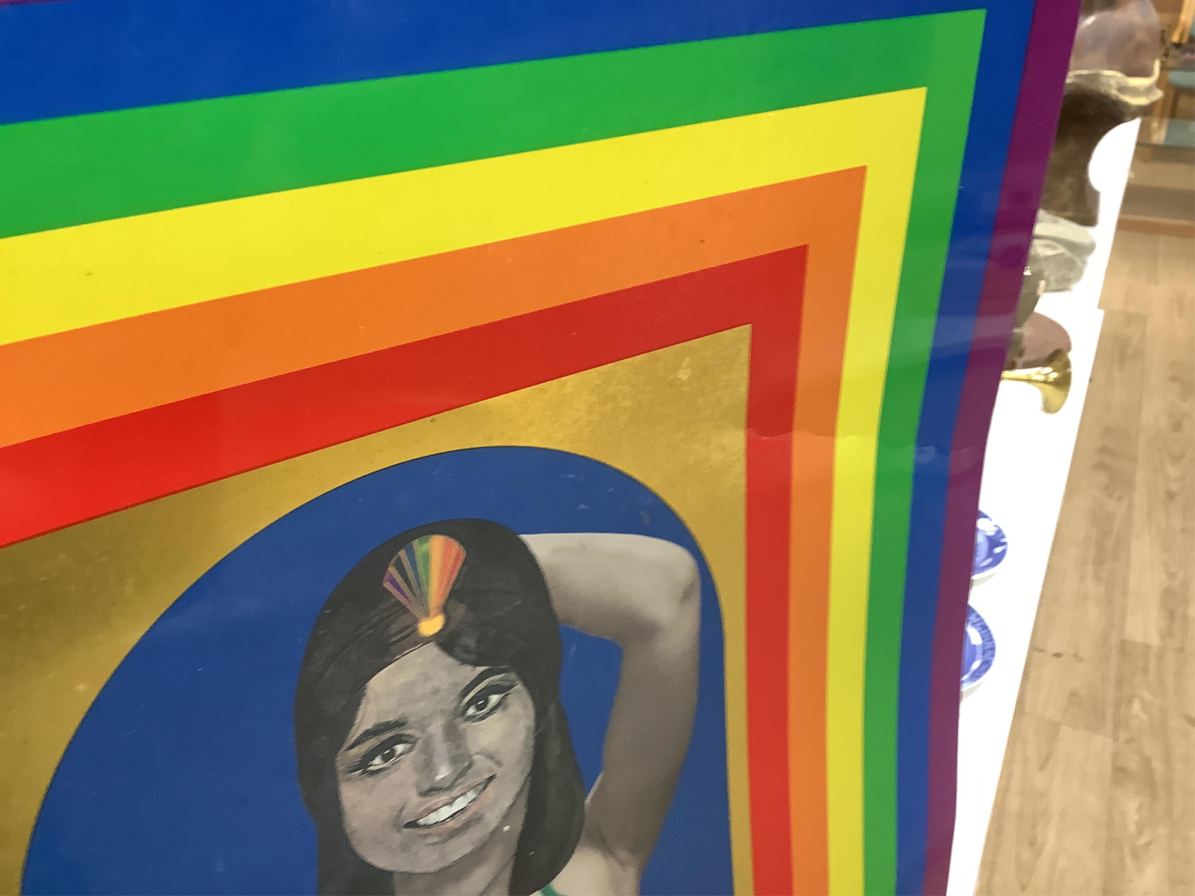 Peter Blake CBE RDI RA (b.1932), ‘Bobbie Rainbow, 2001’, signed and limited edition 274/2000, lithograph on tin panel, Pallant House Gallery stamp verso, unframed, 66 x 44cm
